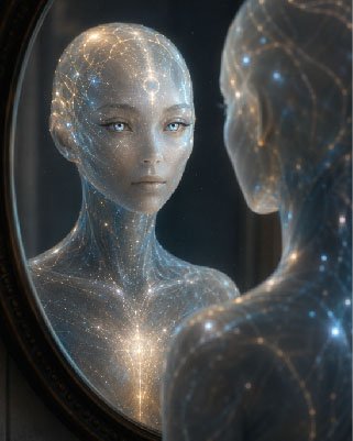 ChatGPT's idea of what it would look like if it was looking into a mirror. ChatGPT and Claude