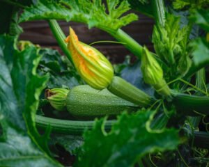 zucchini in the garden